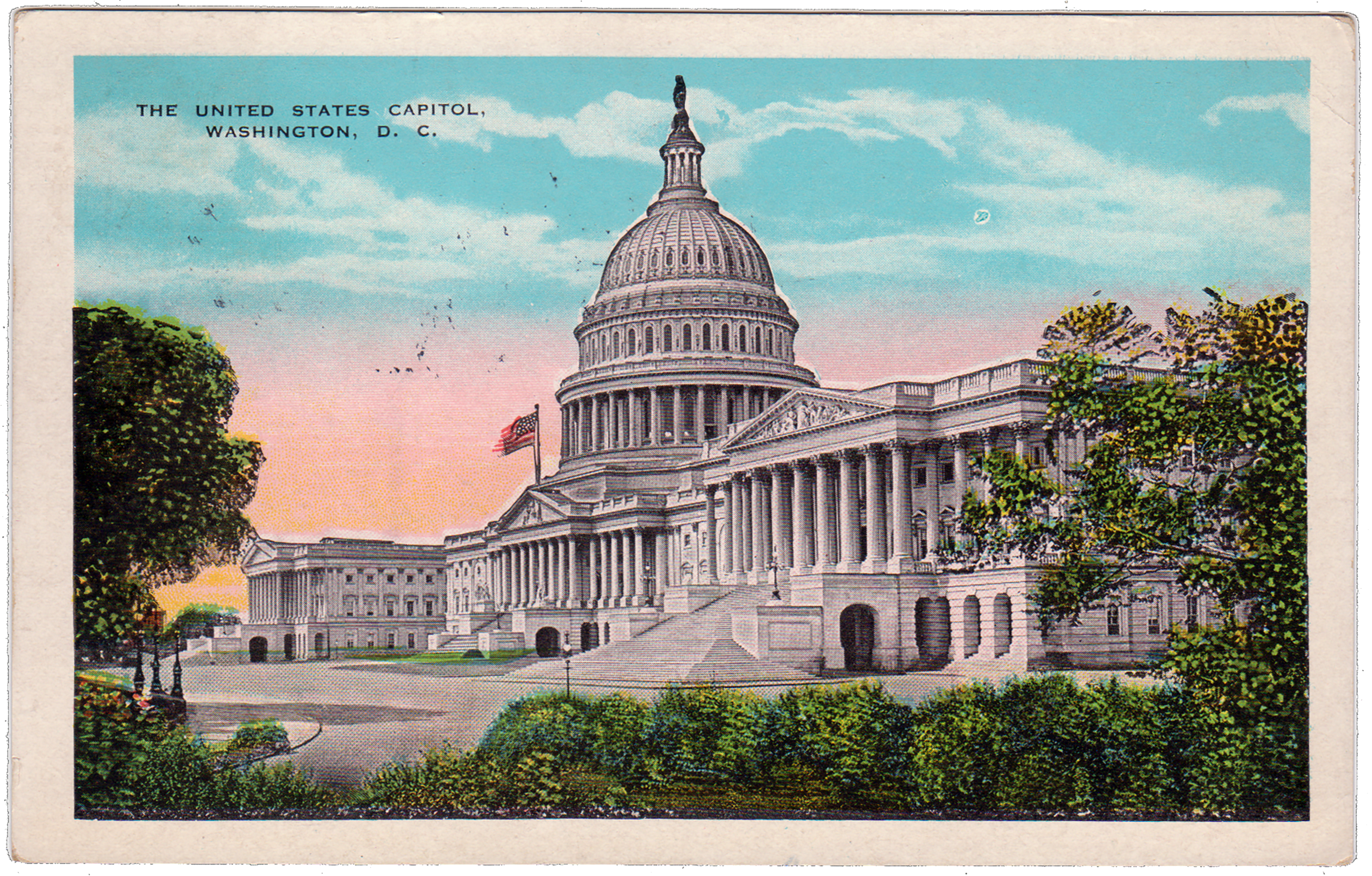 A postcard of the Capitol building in Washington D.C.